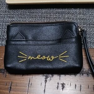Black Leather Cat Coin Purse